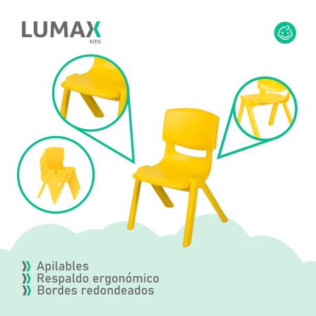Pack Mesa Infantil Lumax Cuadrada + 4 Sillas Amarillo