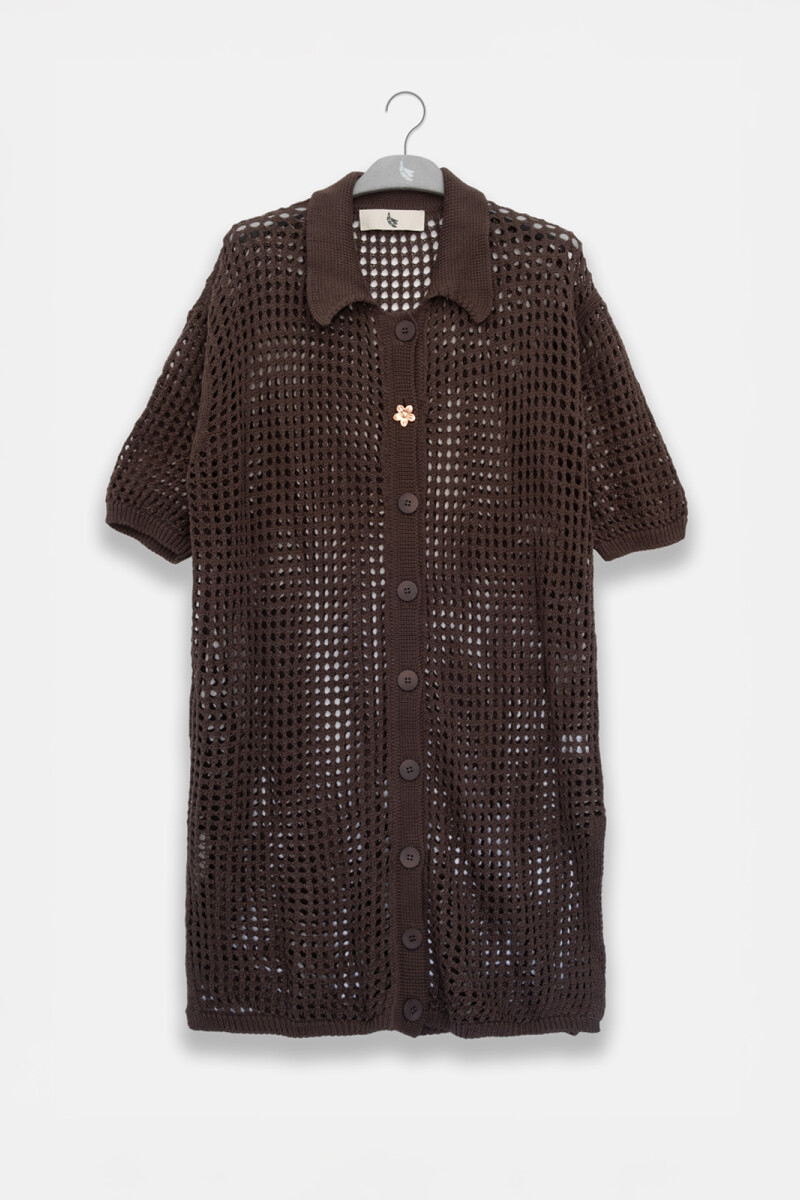 LONG KNIT SHIRT Chocolate