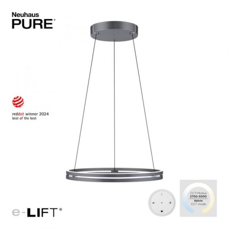 Colgante led anillo motorizado 44w 70cm a control remoto con varias funciones, Gris grafito Colgante led anillo motorizado 44w 70cm a control remoto con varias funciones, Gris grafito