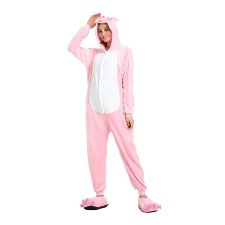 Pijama Entero de Plush Abrigado para Adultos Diseño Cerdito Rosa