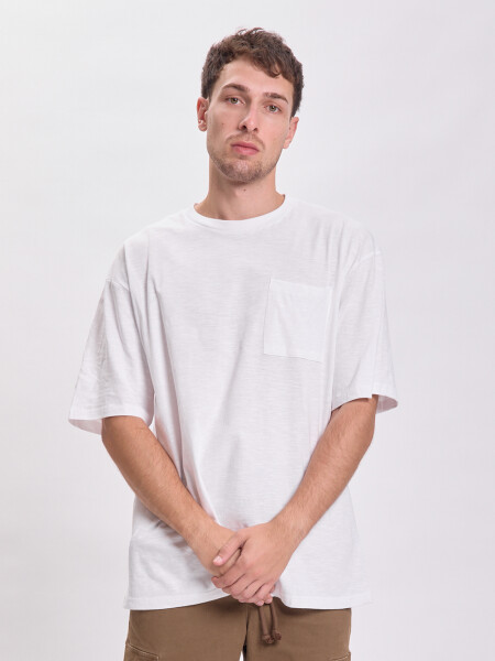 Remera slub bolsillo Blanco