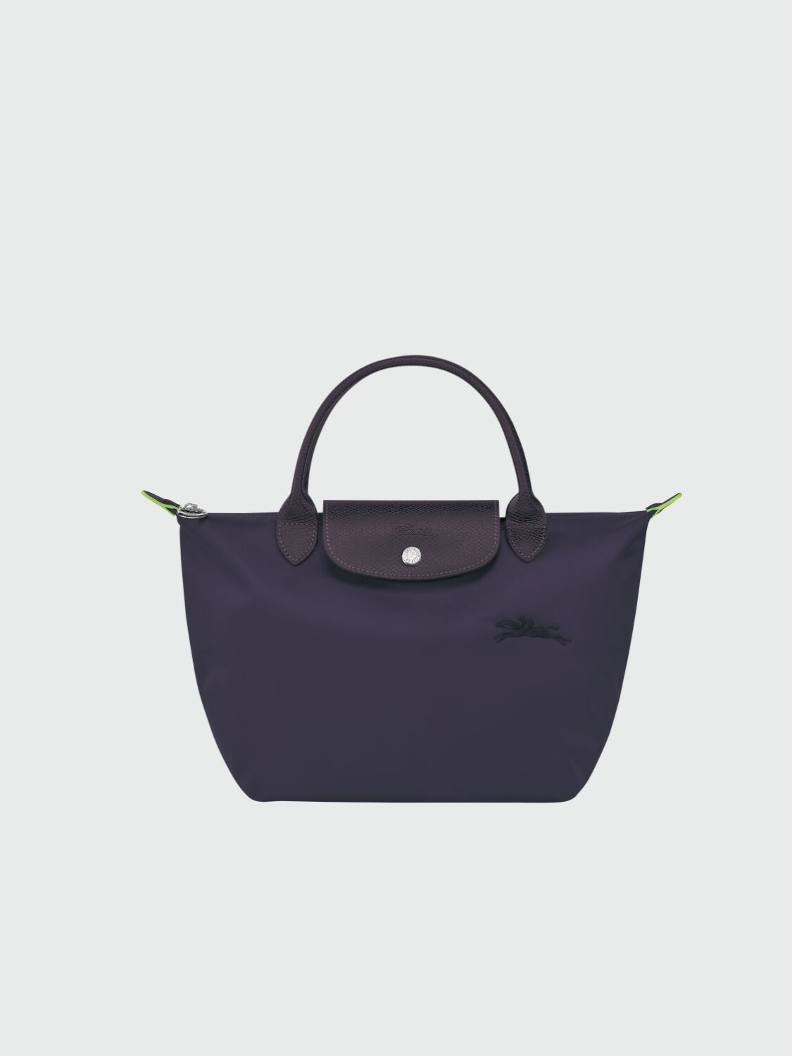 Longchamp -Cartera Longchamp plegable de nylon con cierre y asa corta, Le pliage green S Violeta