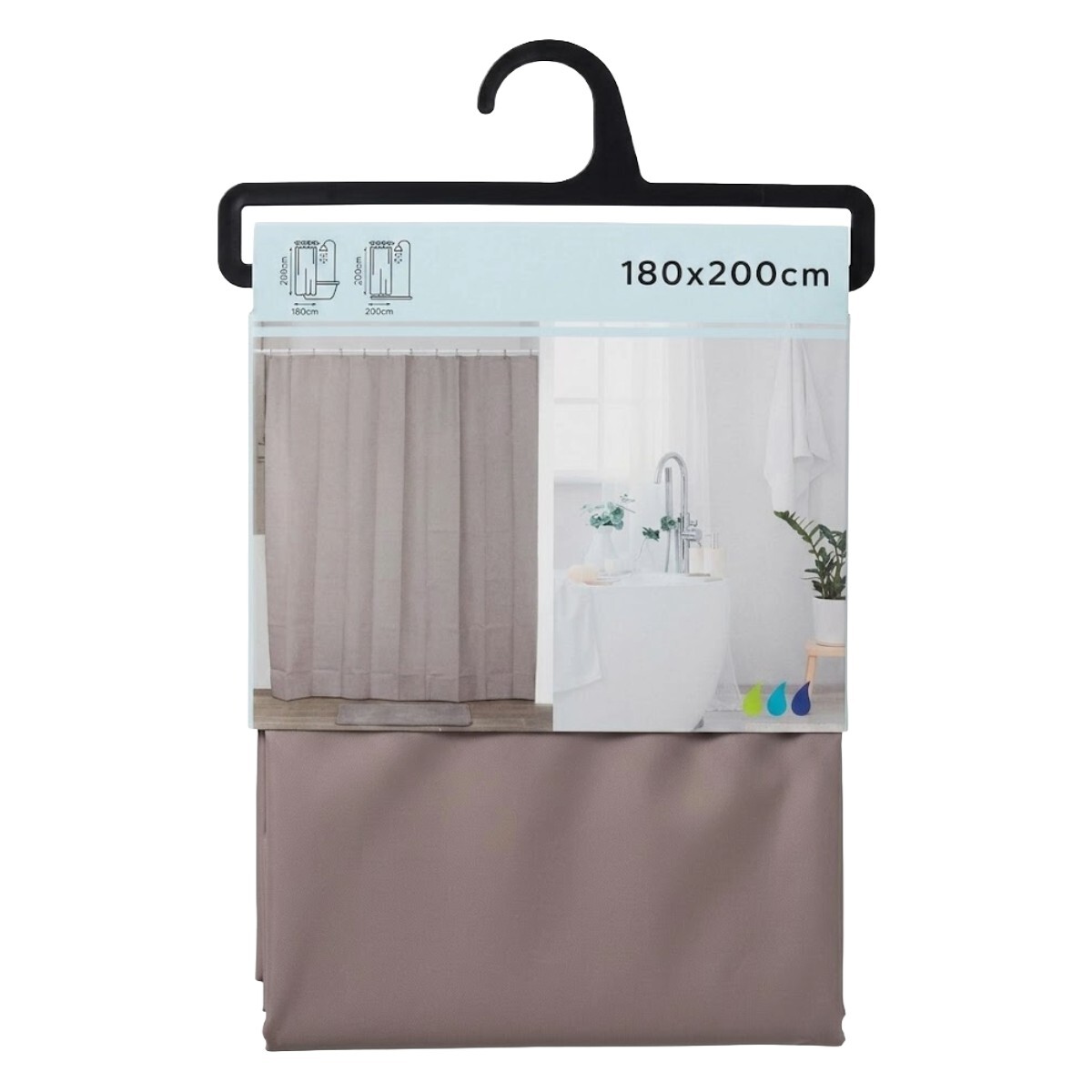 CORTINA GRIS P/BAÑO 180X200CM 