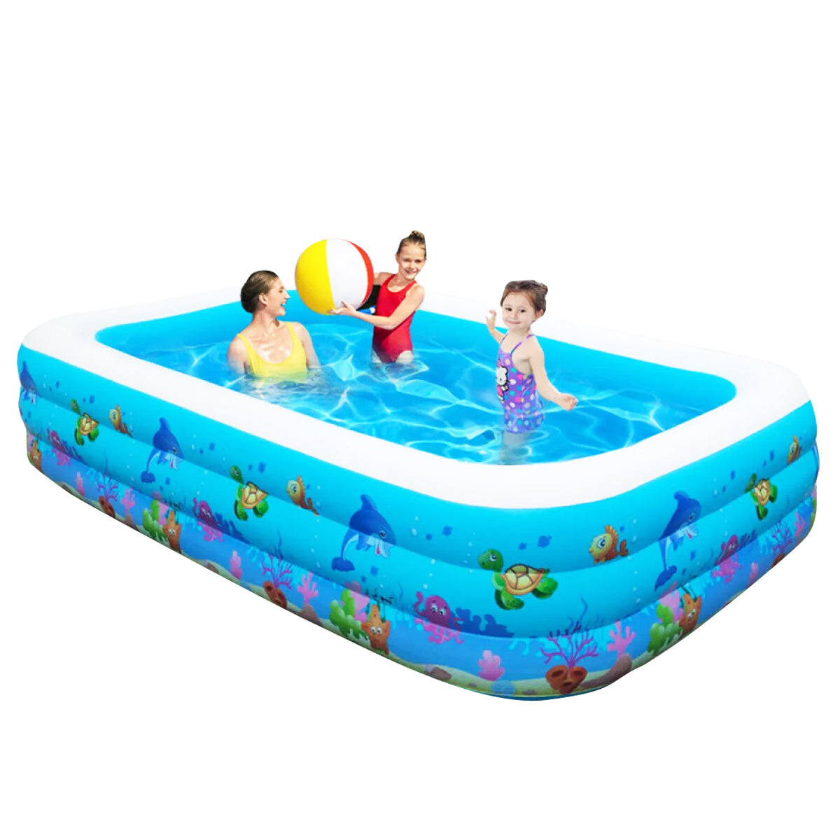 Piscina Inflable Fondo Acolchado 3 Aros 2mx1,5m 1600L 