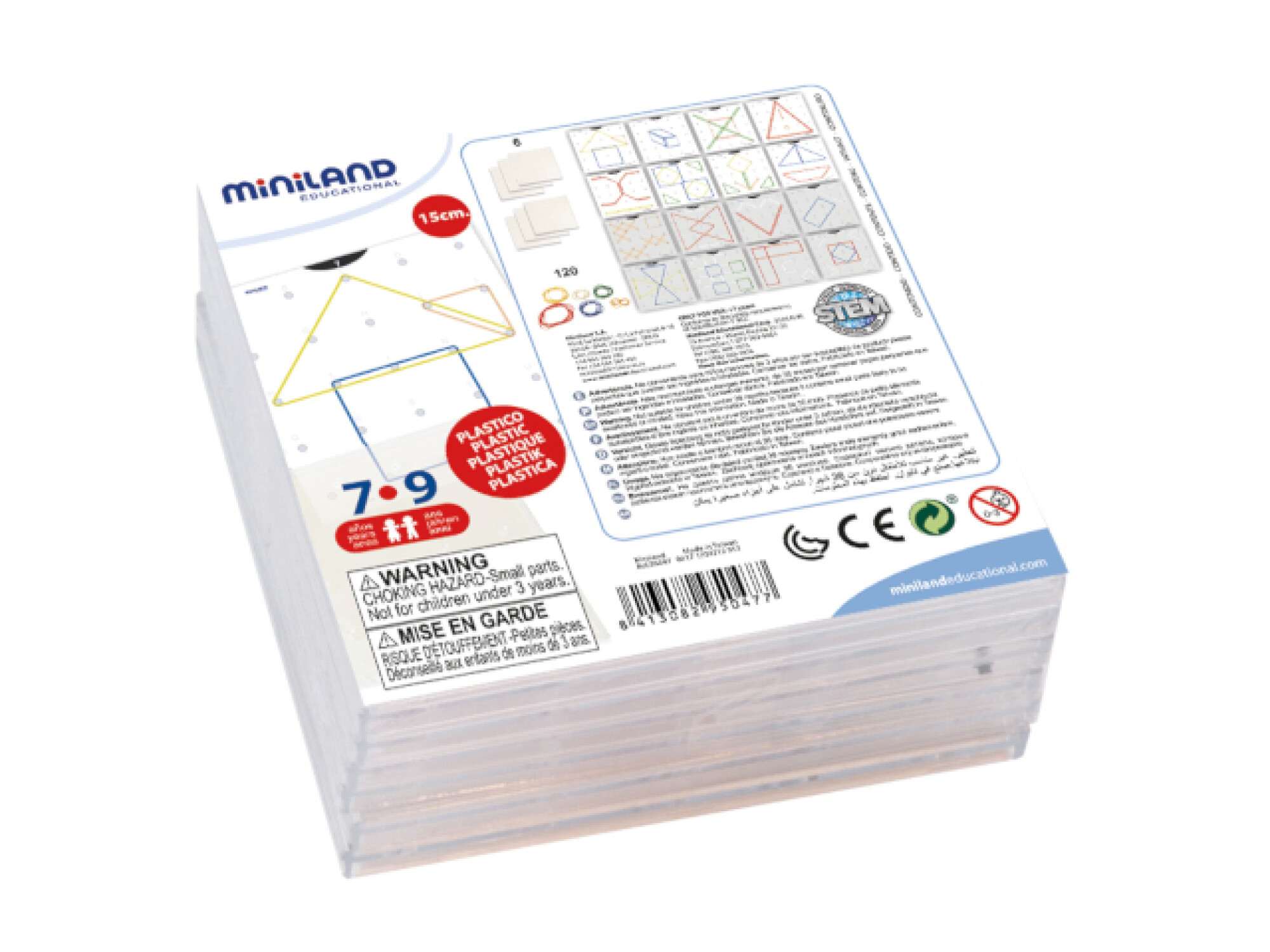 Miniland 45317 – Set Pioli 15 Mm Con Tavola E 6 Modelli | Gioco Creativo Per Bambini