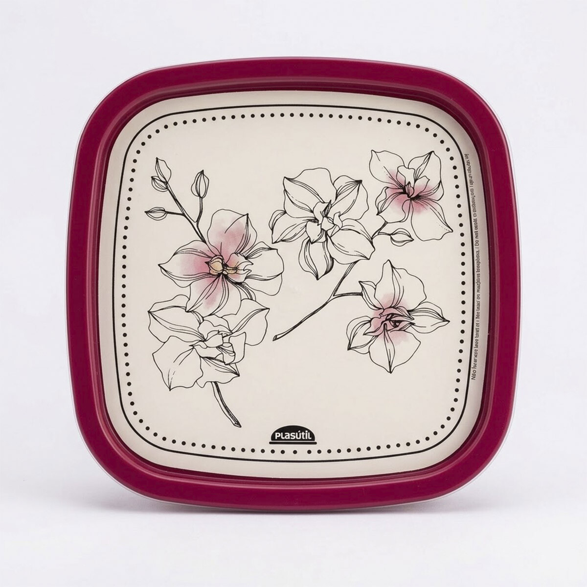 Pote Plástico Varios Diseños 580 ml - FLOR BORDO 