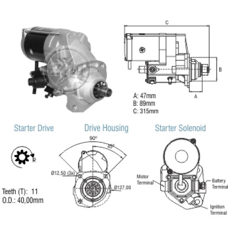 ARRANQUE - J.DEERE 11D N.DENSO 12V ZM ARRANQUE - J.DEERE 11D N.DENSO 12V ZM