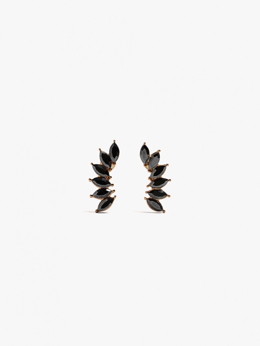 Pendientes Hojas Con Cristales dorado