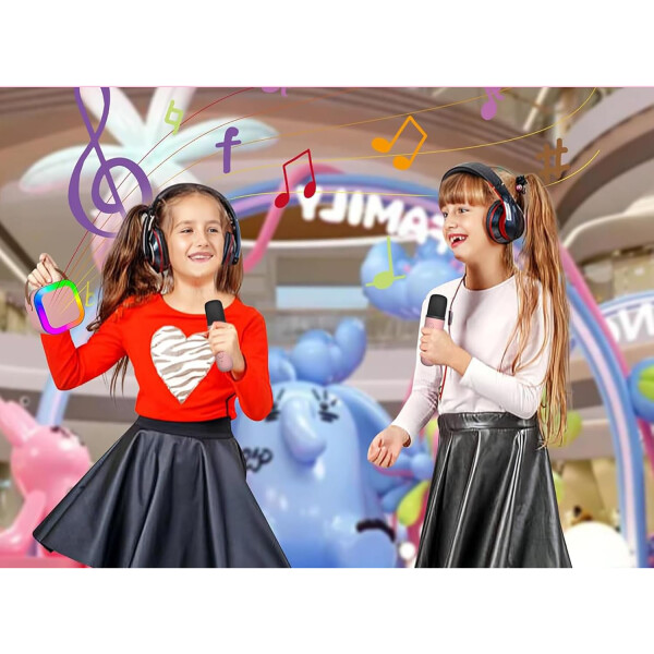 Mini Parlante Karaoke Bluetooth RGB Con 2 Micrófonos K-12 Variante Color Rosa
