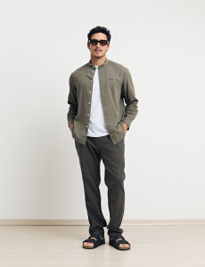 011954 CAMISA HARRINGTON LABEL LINO Oliva