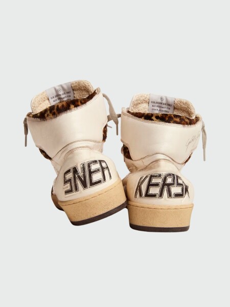 GOLDEN GOOSE - Sky-Star con detalles exclusivos e inserciones de piel de poni con estampado de leopardo Blanco