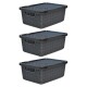 Set x3 Cajas organizadoras con tapa 6 lts NEGRO