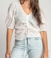 Blusa Bordada Frunces Nacar
