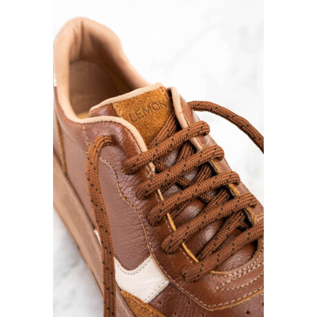 Zapatilla Combinada Cuero Cafe