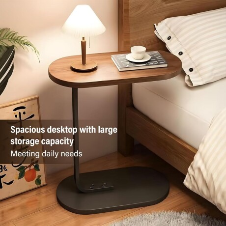 Mesa auxiliar Lumax de arrime MDF minimalista para living Madera Oscura y Negro