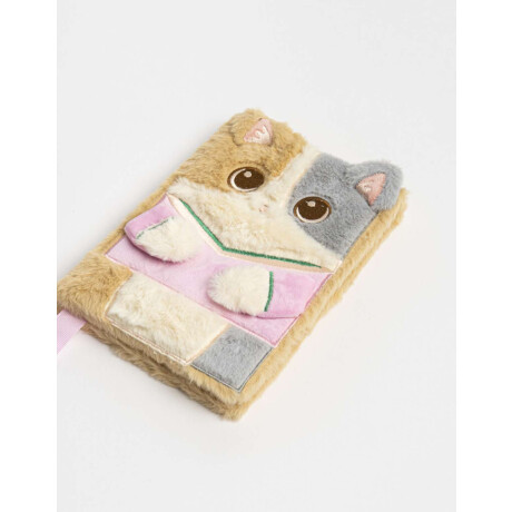 Cuaderno A5 Peludo Con Forma De Gatito Combinacion Multicolor