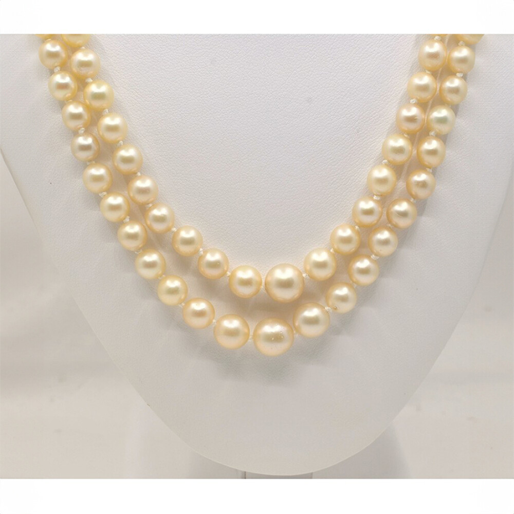 Collar Perlas De Cultivo Dos Vueltas, Broche De Oro 18 K, Brillantes Y Perlas Collar Perlas De Cultivo Dos Vueltas, Broche De Oro 18 K, Brillantes Y Perlas