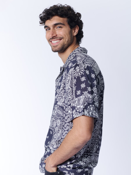 Camisa viscosa estampa arabescos Arabesco Gris Oscuro