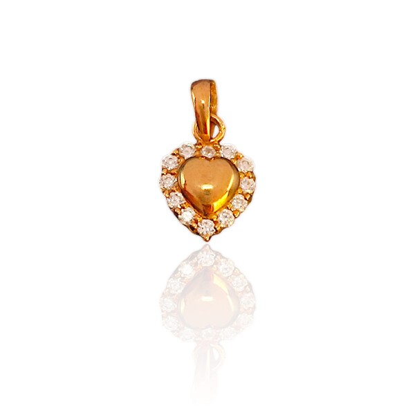 Dije Corazón-Oro bajo-Piedra Zirconia-CP8532 Conpiedra