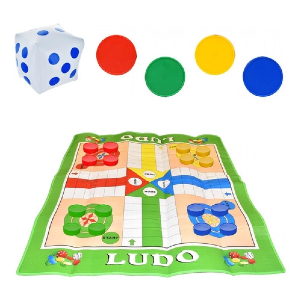 Ludo gigante tipo alfombra con dado inflable 