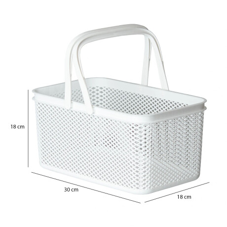 Canasto Cesto Organizador Línea c/Asa Rectangular 30x18x18Cm Blanco