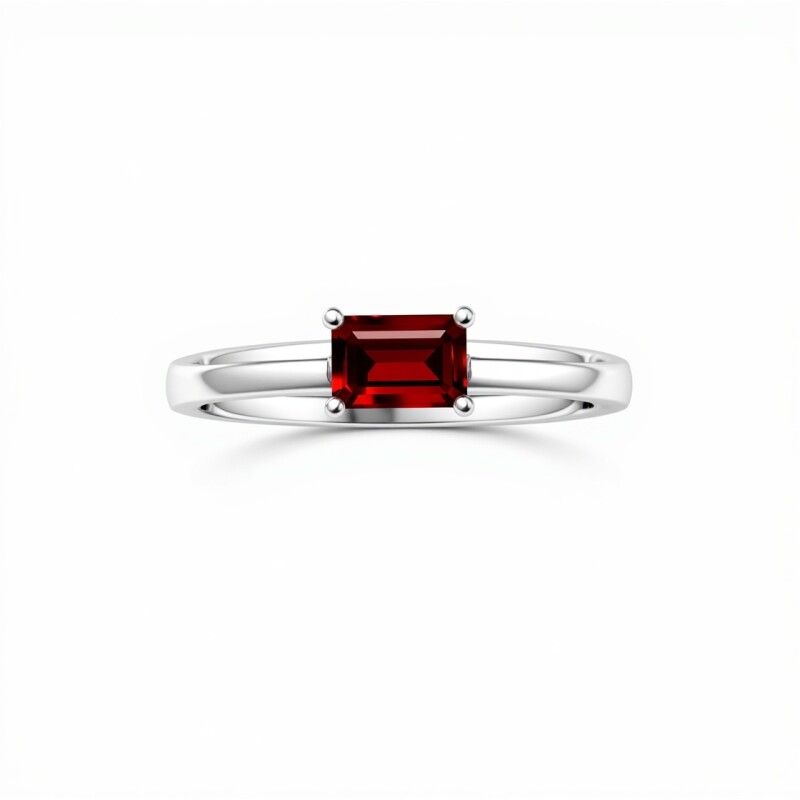 Anillo Cuadrado-Plata rodinada-Piedra Rubi-AN2021 conpiedra