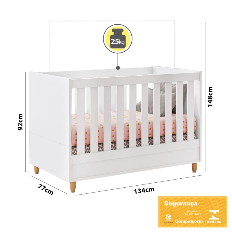 Cuna-Cama Multifunción 130x70 cm Retro Blanco
