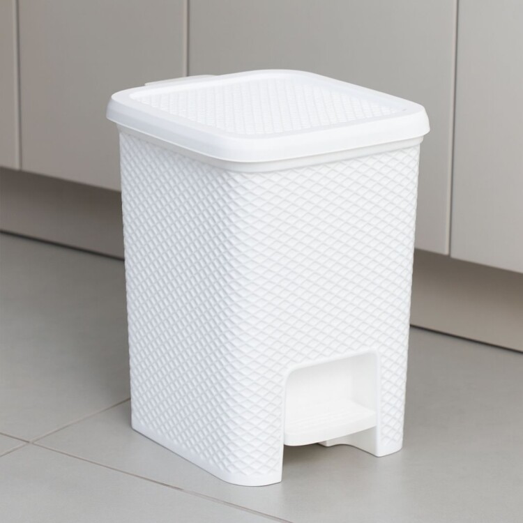 PAPELERA CON PEDAL 12 LTS BLANCA Blanco