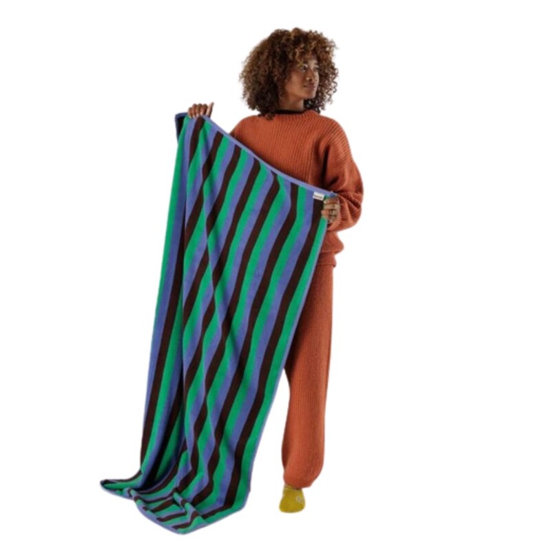 Toallón De Baño 100% algodón orgánico 152x76 Cm Mint 90´s Stripe