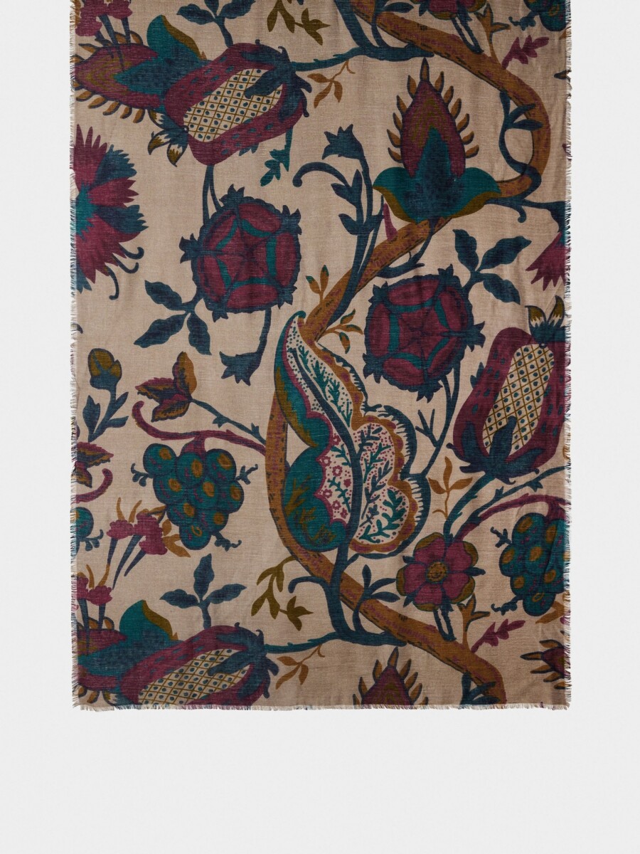 Pañuelo Estampado Floral Con Lana multicolor