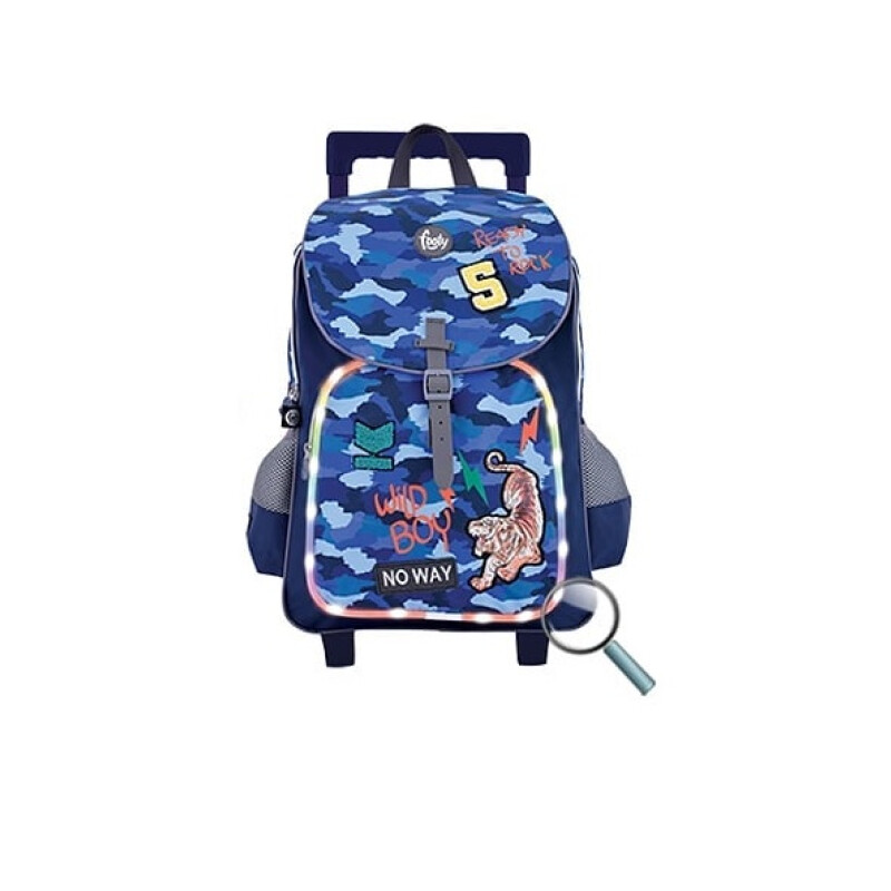 Mochila Footy C/carro Camuflada Azul Con Luz Led 18 (f901) Mochila Footy C/carro Camuflada Azul Con Luz Led 18 (f901)