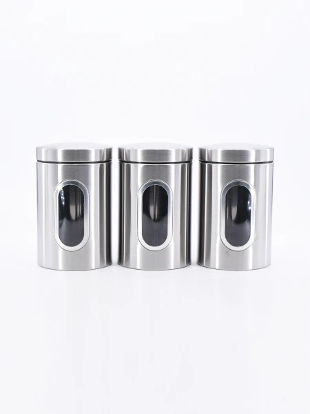 FRASCOS DE ALMACENAJE SET 3 PCS PLATEADO