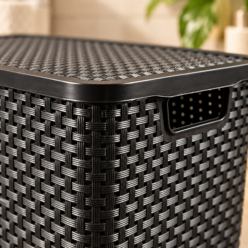 Set x12 caja organizadora simil ratán 7lts NEGRO