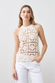 Top tejido crochet crudo