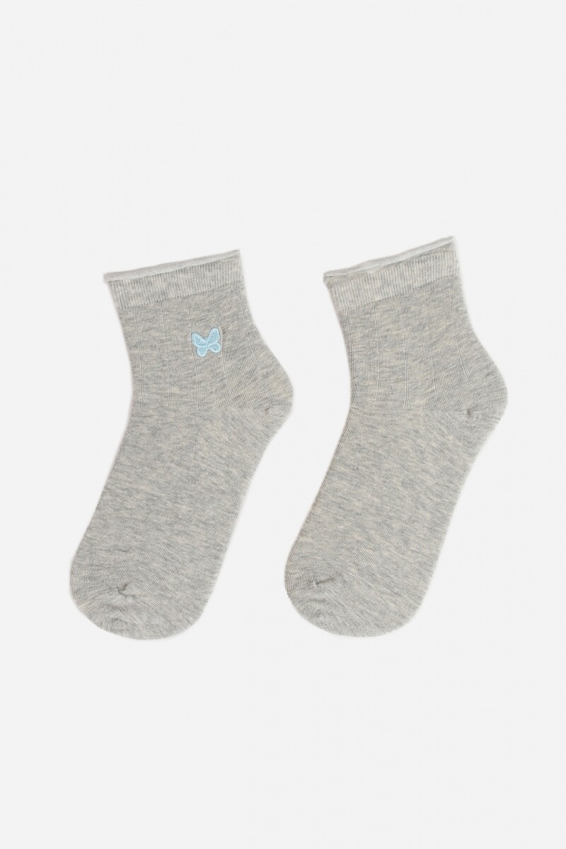 Medias mariposa bordada gris