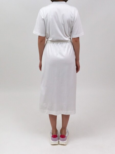 Moncler -Vestido de algodón con malla plisada 0