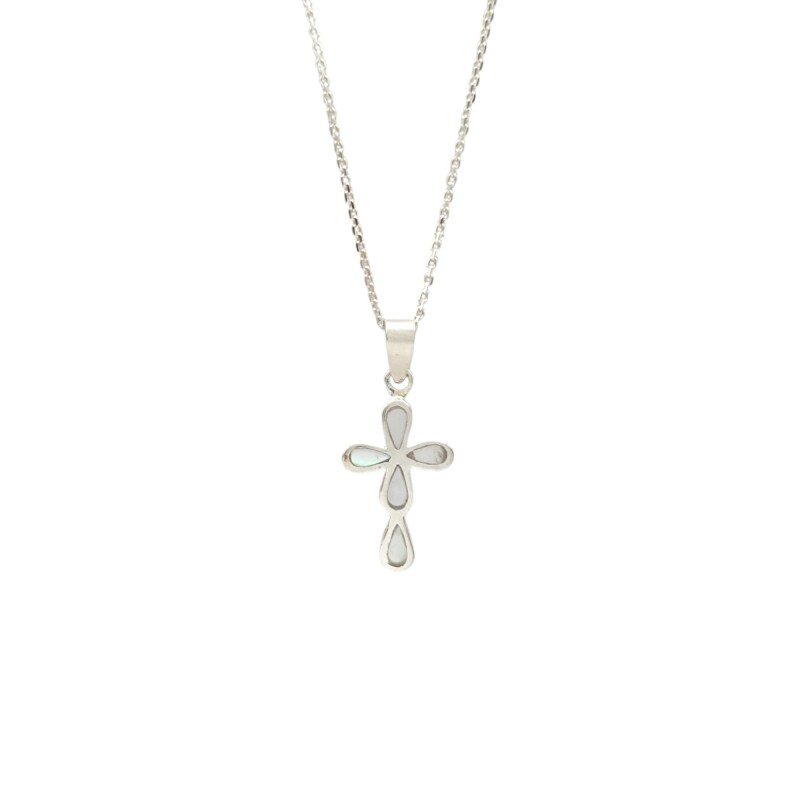 Conjunto Cruz - Plata 925 - Piedra Nácar- CJ3009 Conpiedra