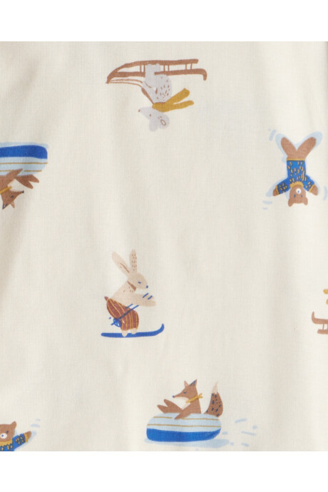 Pijama cuatro piezas de algodón, dos remeras manga larga y dos pantalones Sin color