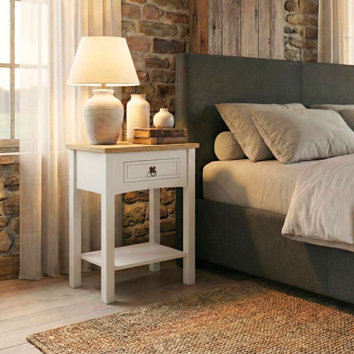 Mesa de luz Sommier Linea Mexicana - Blanco 