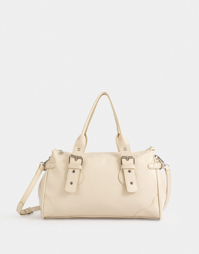 City Cartera Bowling Con Hebillas - Blanco Crudo