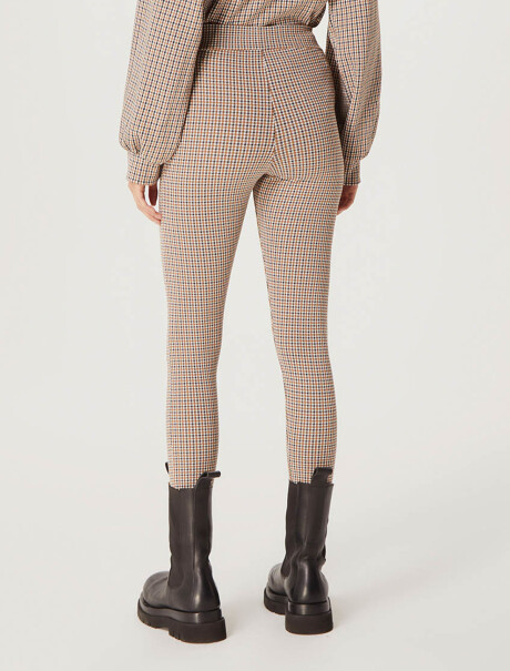 PANTALÓN FEMENINO LEGGING EN TELA ESCOCESA BEIGE