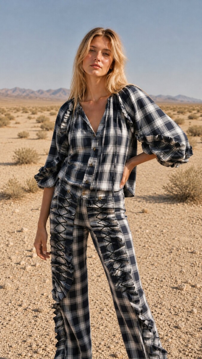 Cuadrillé Dancing Queen Pants - Azul / Crudo 