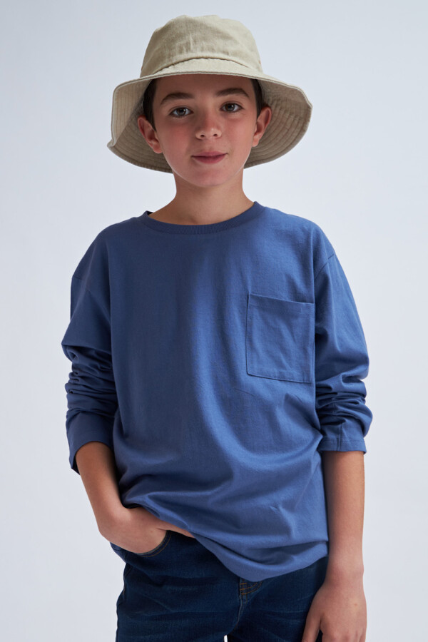Remera manga larga bolsillo Azul