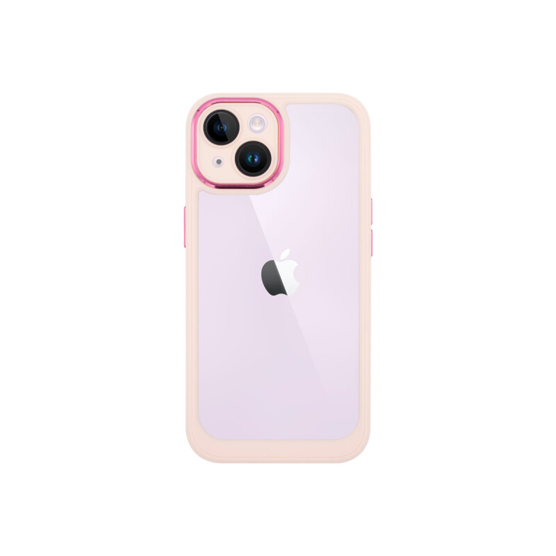 Protector iPhone 15 Plus transparente con borde color rosa Protector Iphone 15 Plus Transparente Con Borde Color Rosa