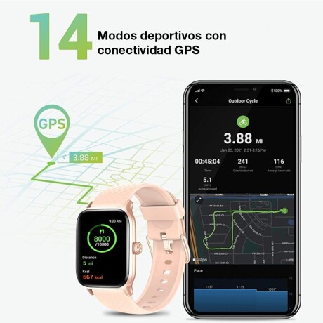 Reloj Inteligente Smartwatch Estilo de Vida y Fitness EW1 Rosa