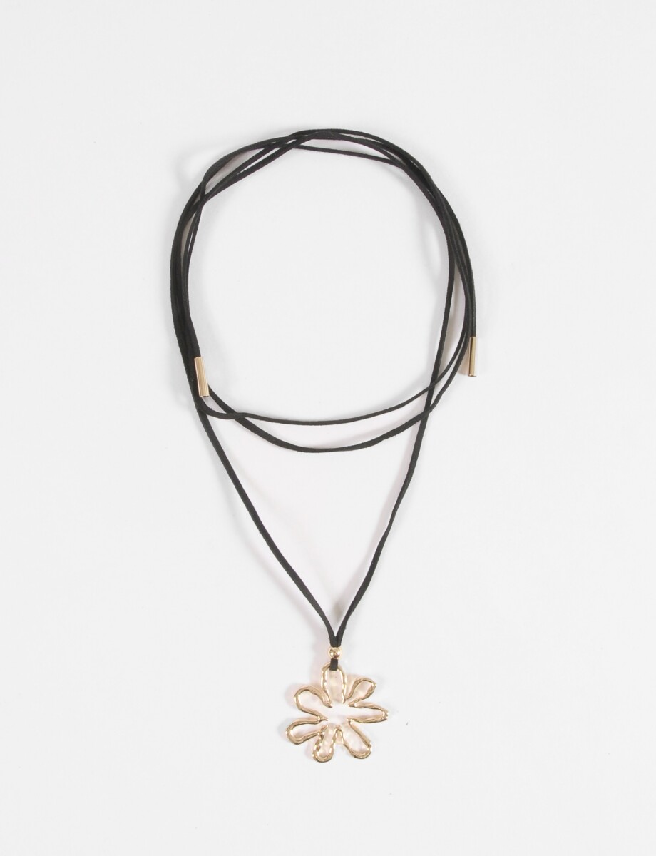 Collar cordón dije flor contorno - dorado 