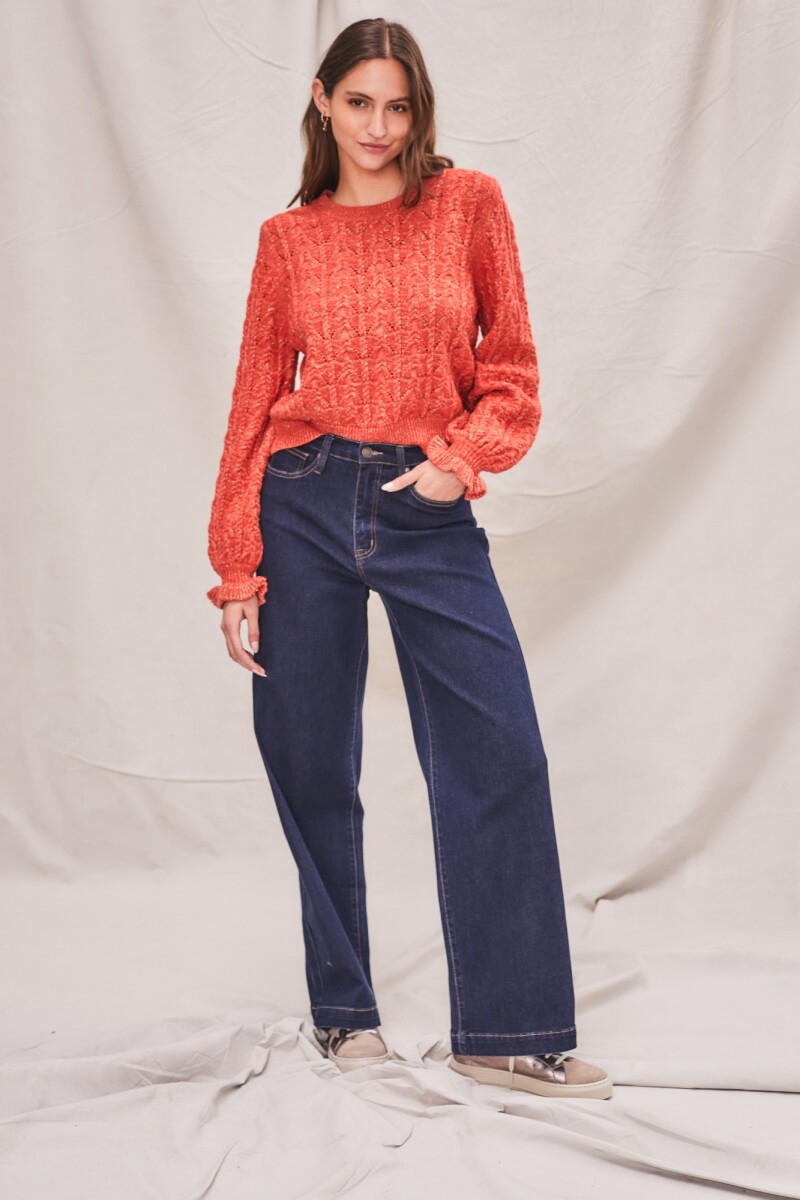 Sweater Lana Texturado Lurex Ladrillo