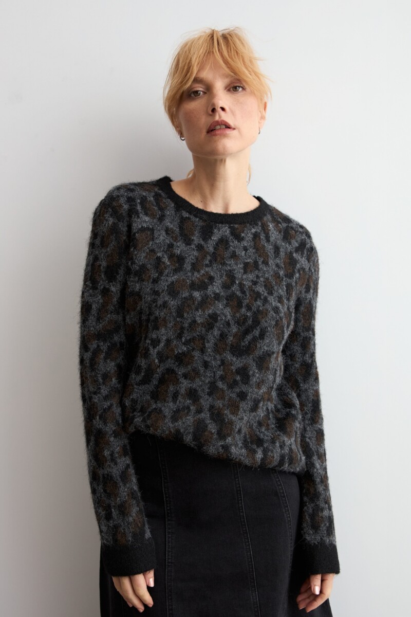 Sweater animal print gris oscuro