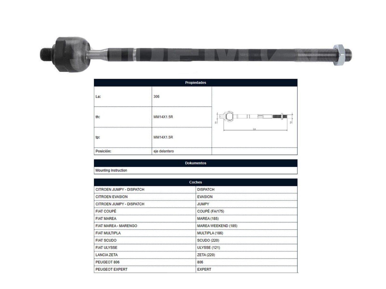 Mate Peug Expert 96-25 Der/Izq 