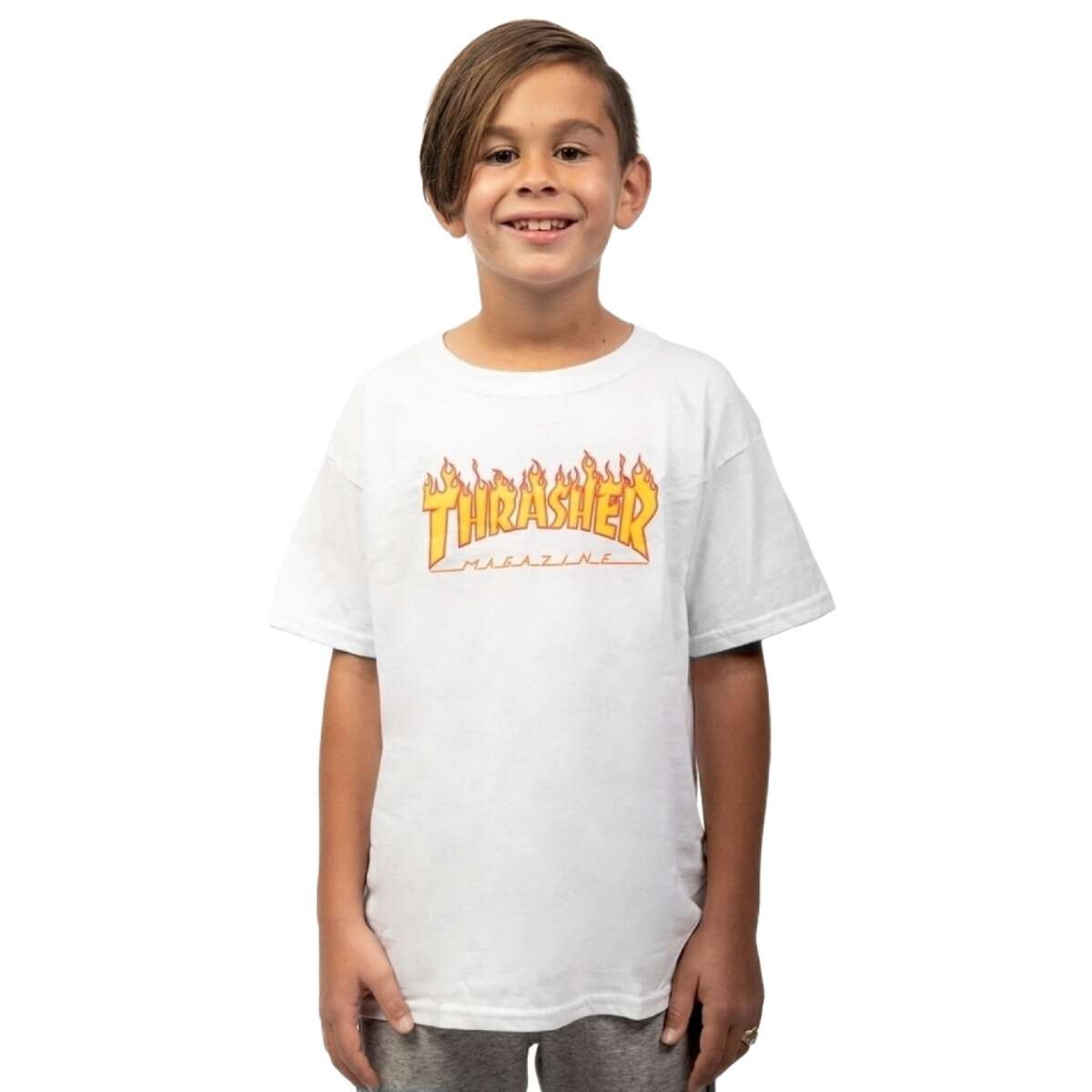 Remera MC Thrasher Kids Flame - Blanco 